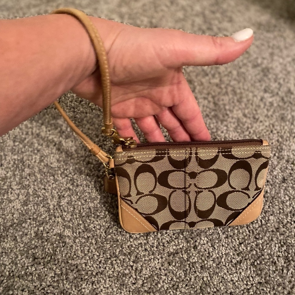 Coach Wristlet Canvas w/Leather trim - Picture 9 of 15